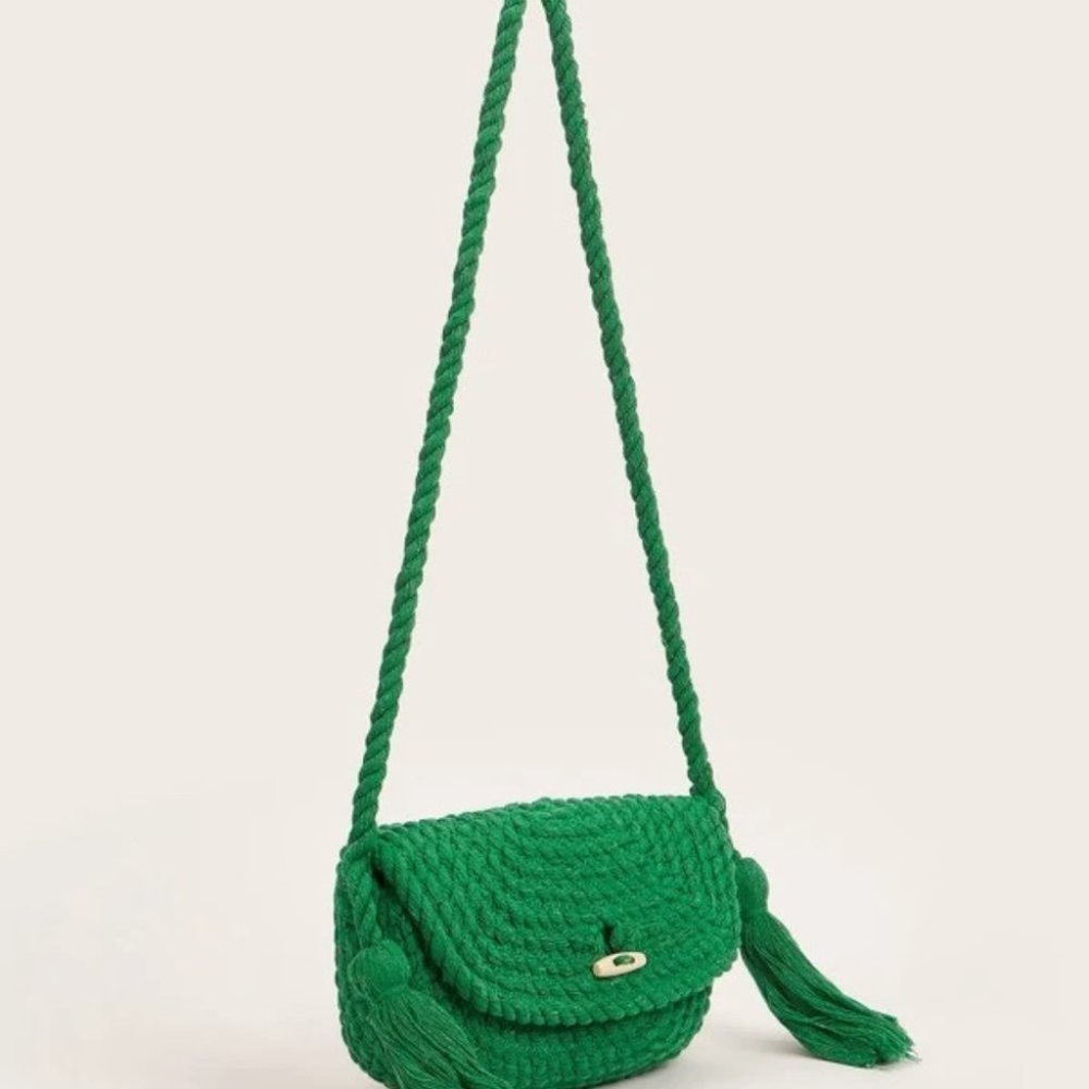 Bohemian Design Tassel Detailed Flap Saddle Bag GREEN - Picture 6 of 10